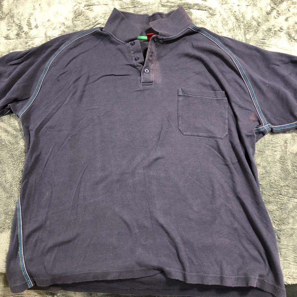 Mossimo Polo Shirt Mens‎ XXL Navy Blue Cotton Contrast Stitch Pocket Vintage